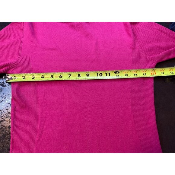 Saguaro Pink Barbie Turtleneck Ribbed Stretch Silk Long Sleeve Sweater Sz S - Picture 6 of 9